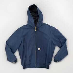 Vintage 2005 Carhartt J161 Active Jacket Mens XL Navy Mesh Zip Lined Fade Hoodie